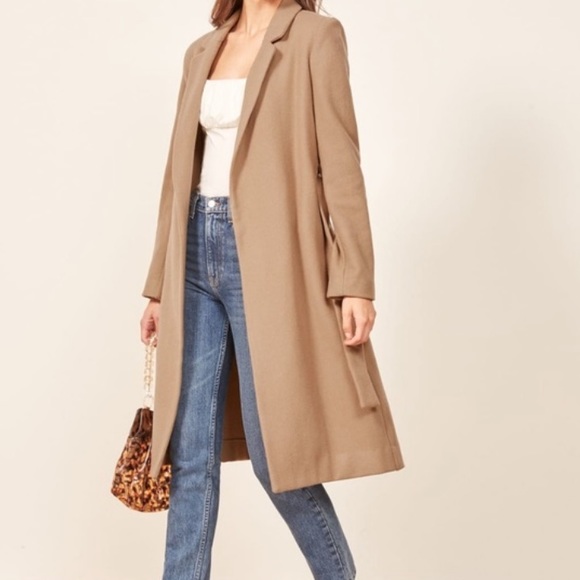 reformation camel coat